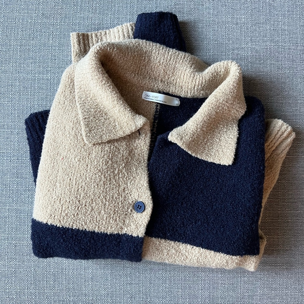 Oak + Fort Large Checkered Cardigan